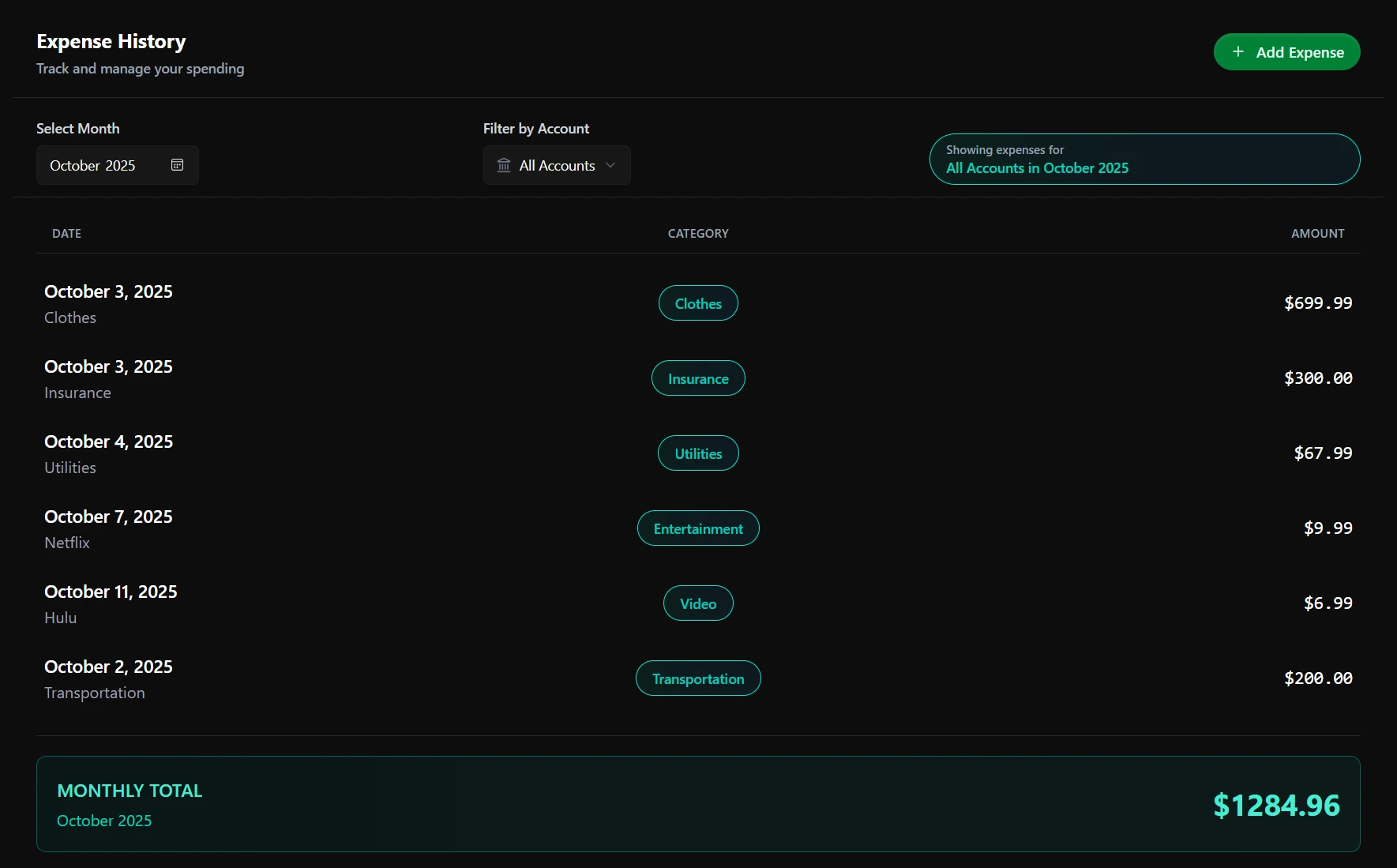 Smart Expense Tracking dark